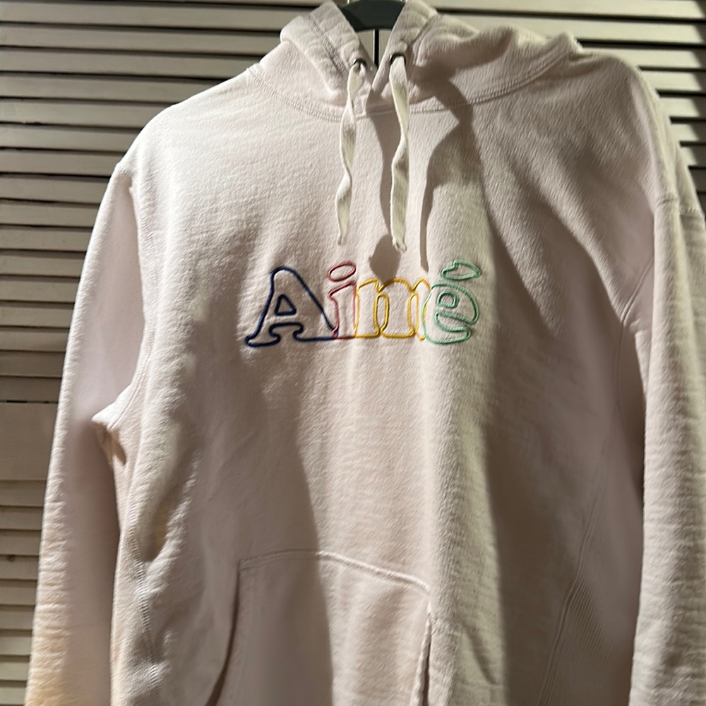 Aimé Leon Dore 20 Oz Terry Embroidered Logo Hoody White
